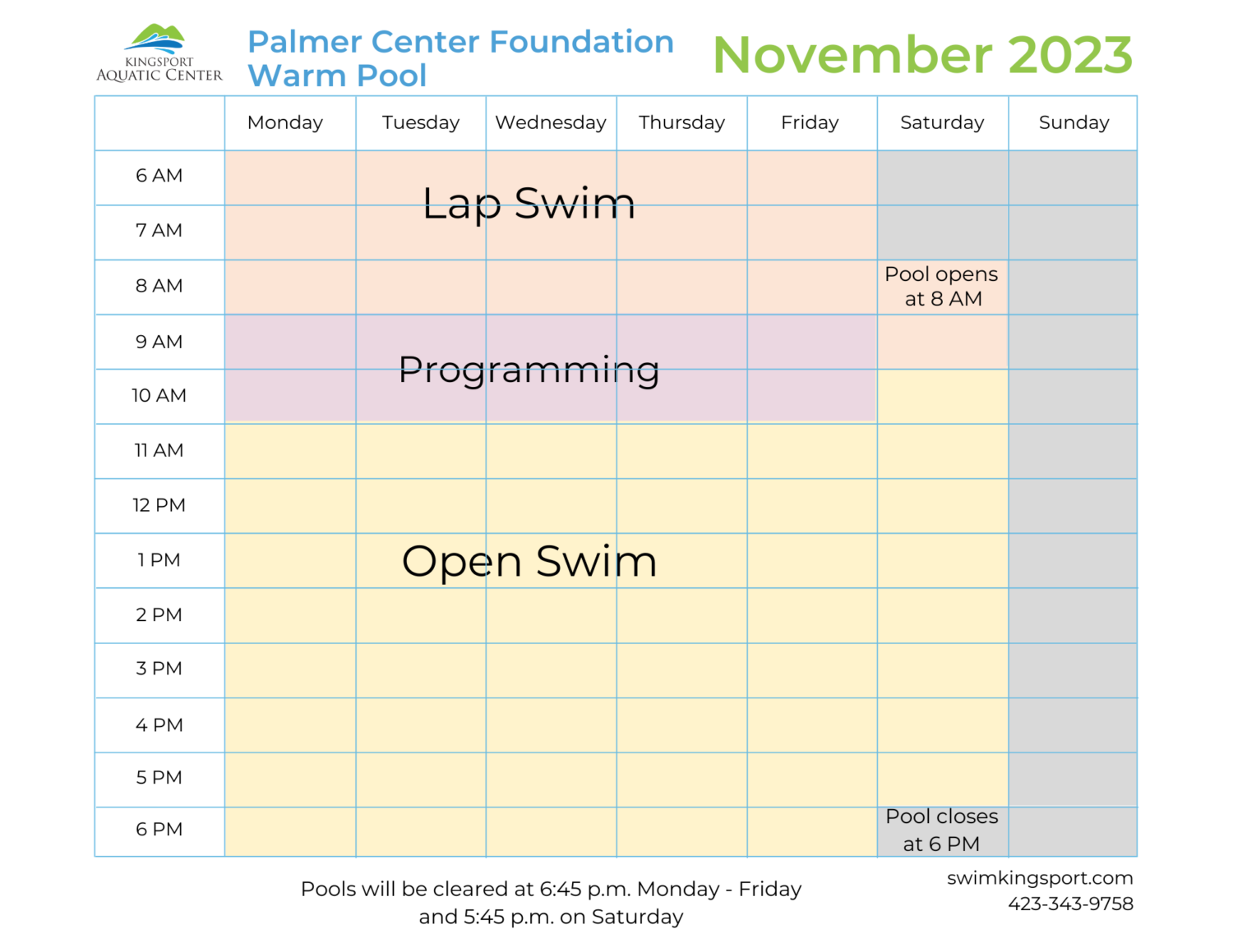 Pool Schedules Kingsport Aquatic Center